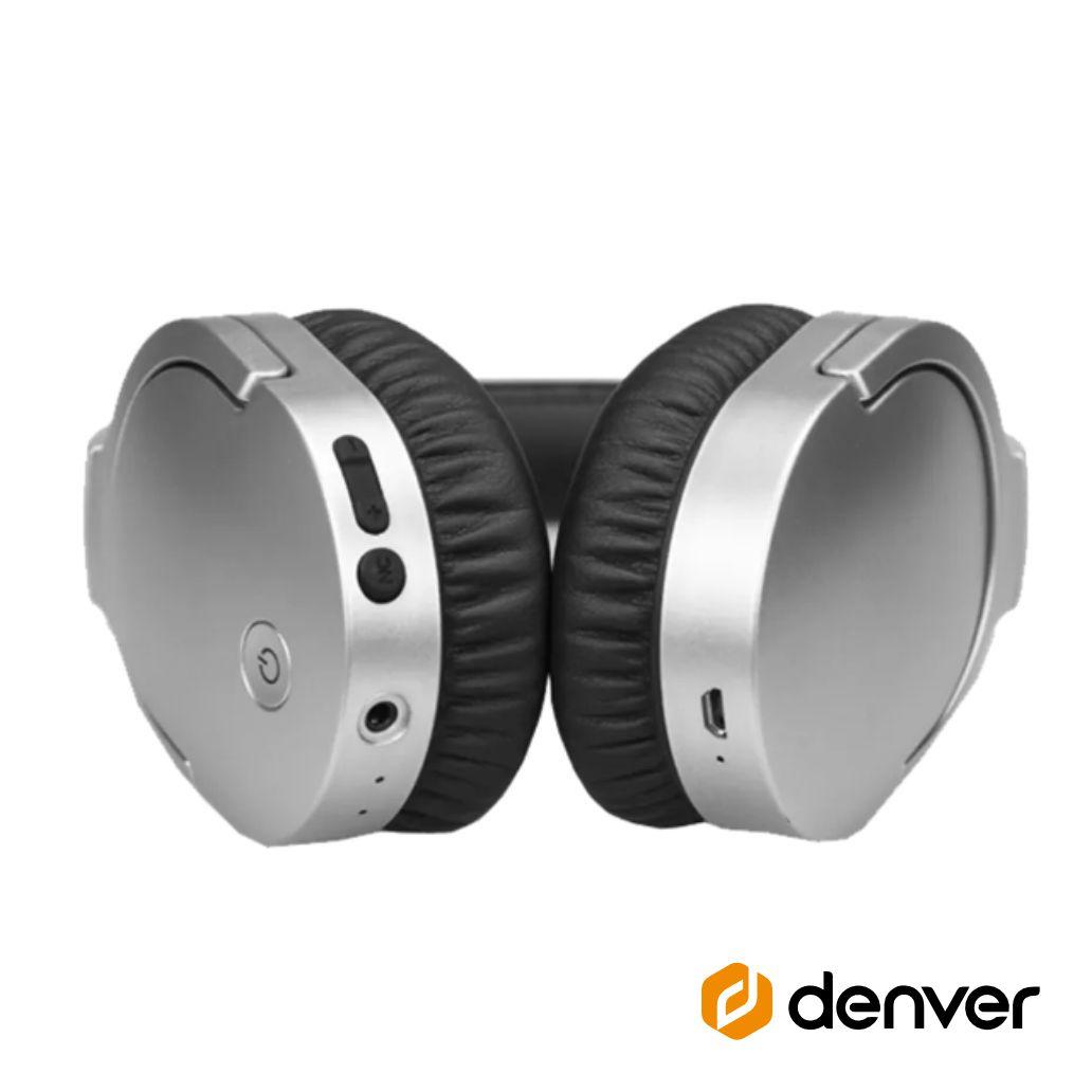 Auscultadores Bluetooth S/ Fios Prateados Denver