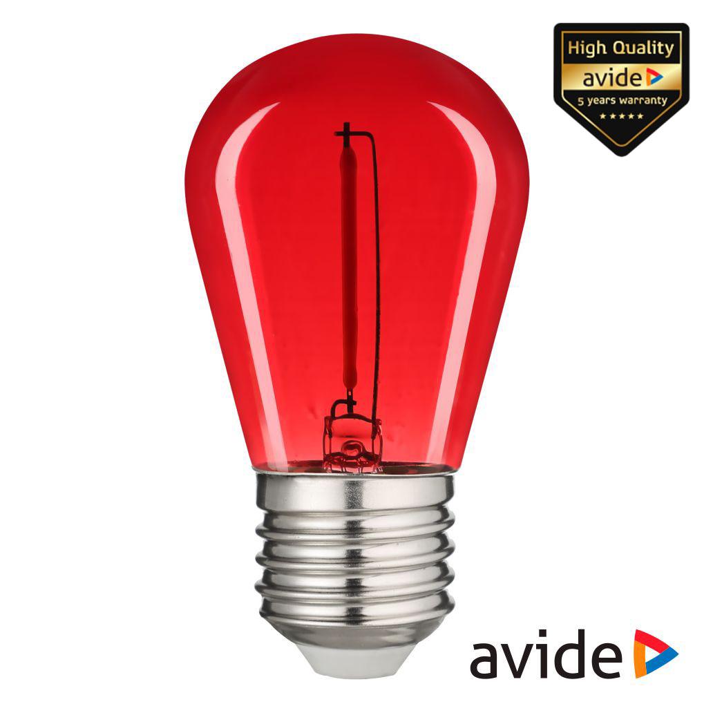 Lâmpada E27 1W 230V LED Filamento Vermelho 50lm AVIDE