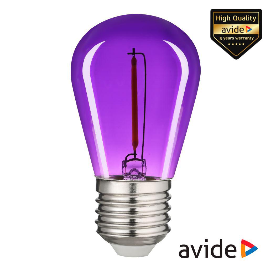 Lâmpada E27 1W 230V LED Filamento Roxo 50lm AVIDE