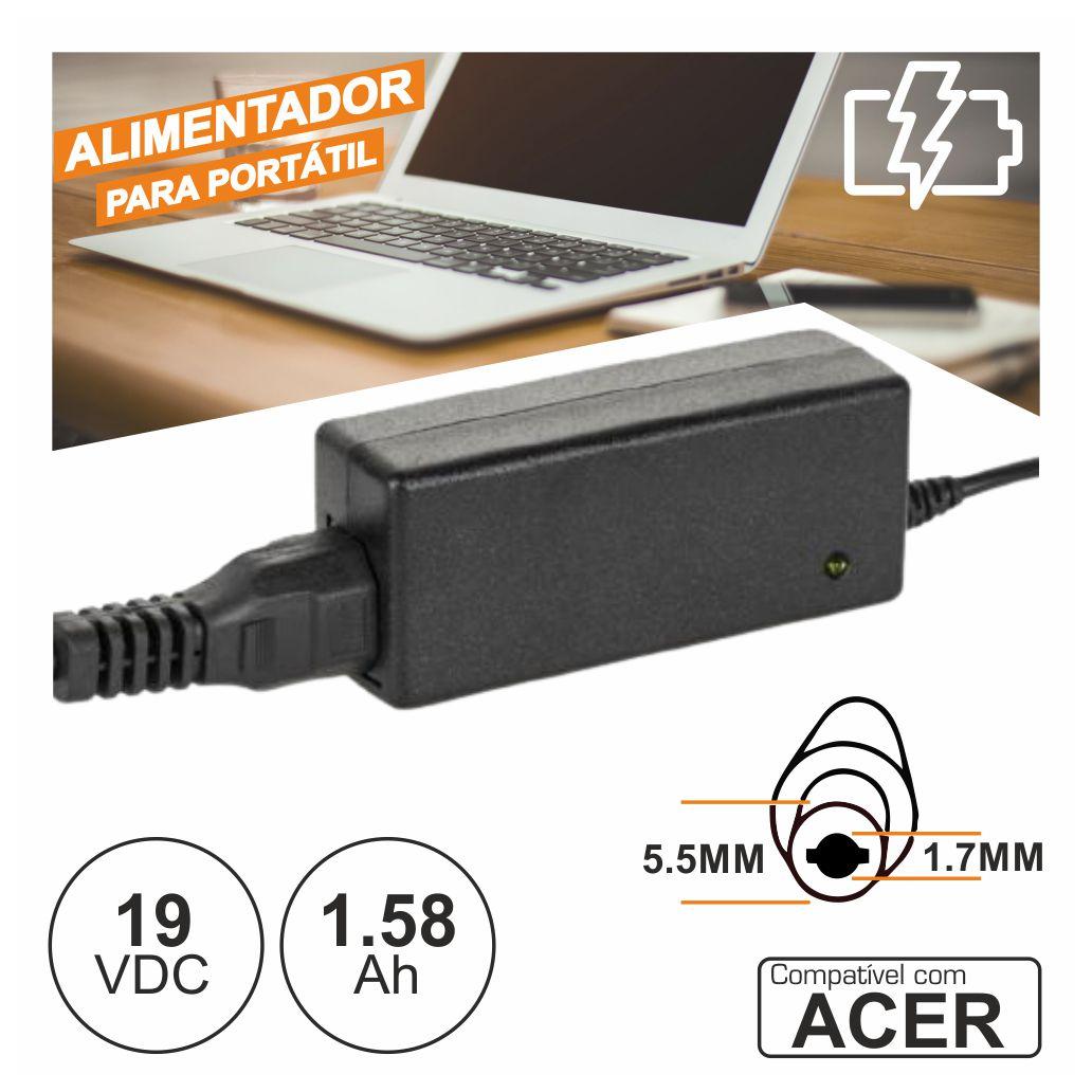 Alimentador P/ Acer 19V 1.58A 30W 5.5x1.7mm
