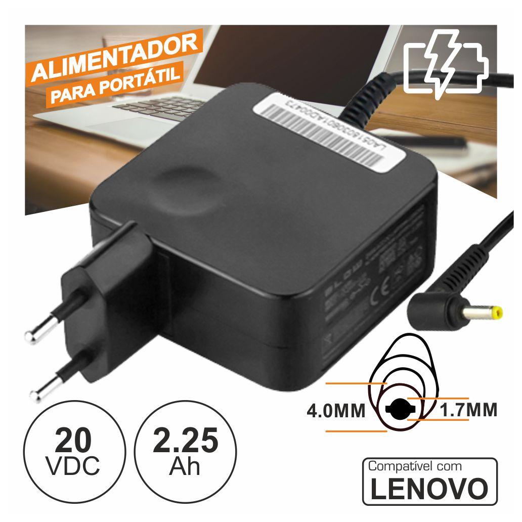Alimentador P/ Lenovo 20v 2.25a 45w 4.0x1.7mm