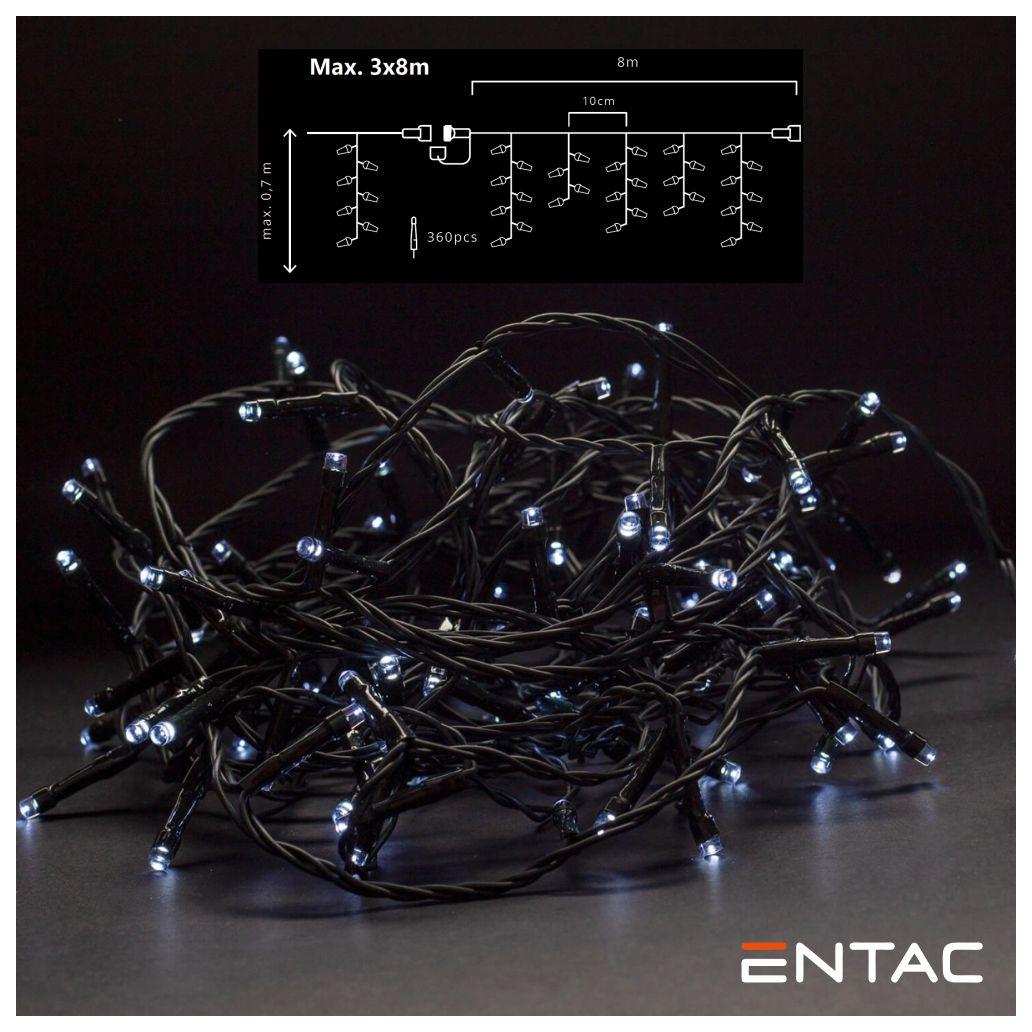 Luz de Natal 360 LEDs 6400K Cortina 8m S/ Alimentador ENTAC