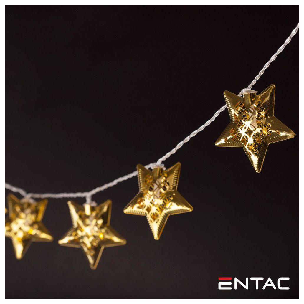 Luz de Natal 10 LEDS Estrelas Metálicas 2xAA 1.65m ENTAC