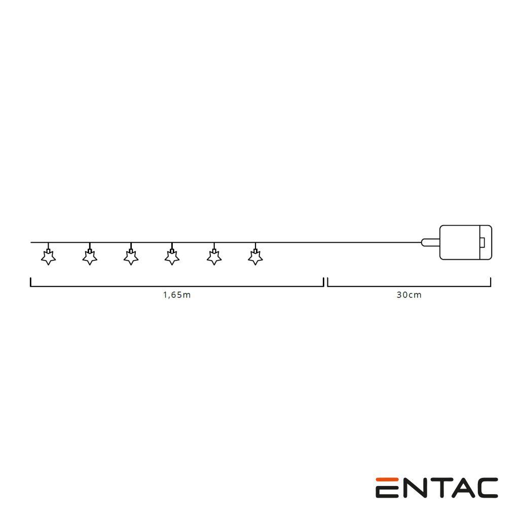 Luz de Natal 10 LEDS Estrelas Metálicas 2xAA 1.65m ENTAC