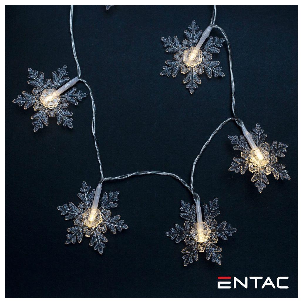 Luz de Natal 10 LEDs Floco Neve Arame 2xAA 1m ENTAC