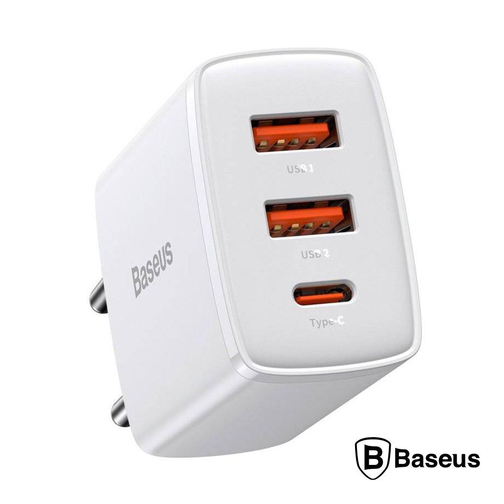 Alimentador Comutado 2 USB-A / 1 USB-C PD 30W Branco BASEUS