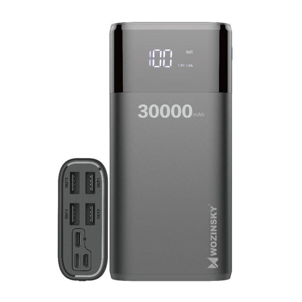 Powerbank 30000mAh C/ Ficha USB-C/MicroUSB/Lightning