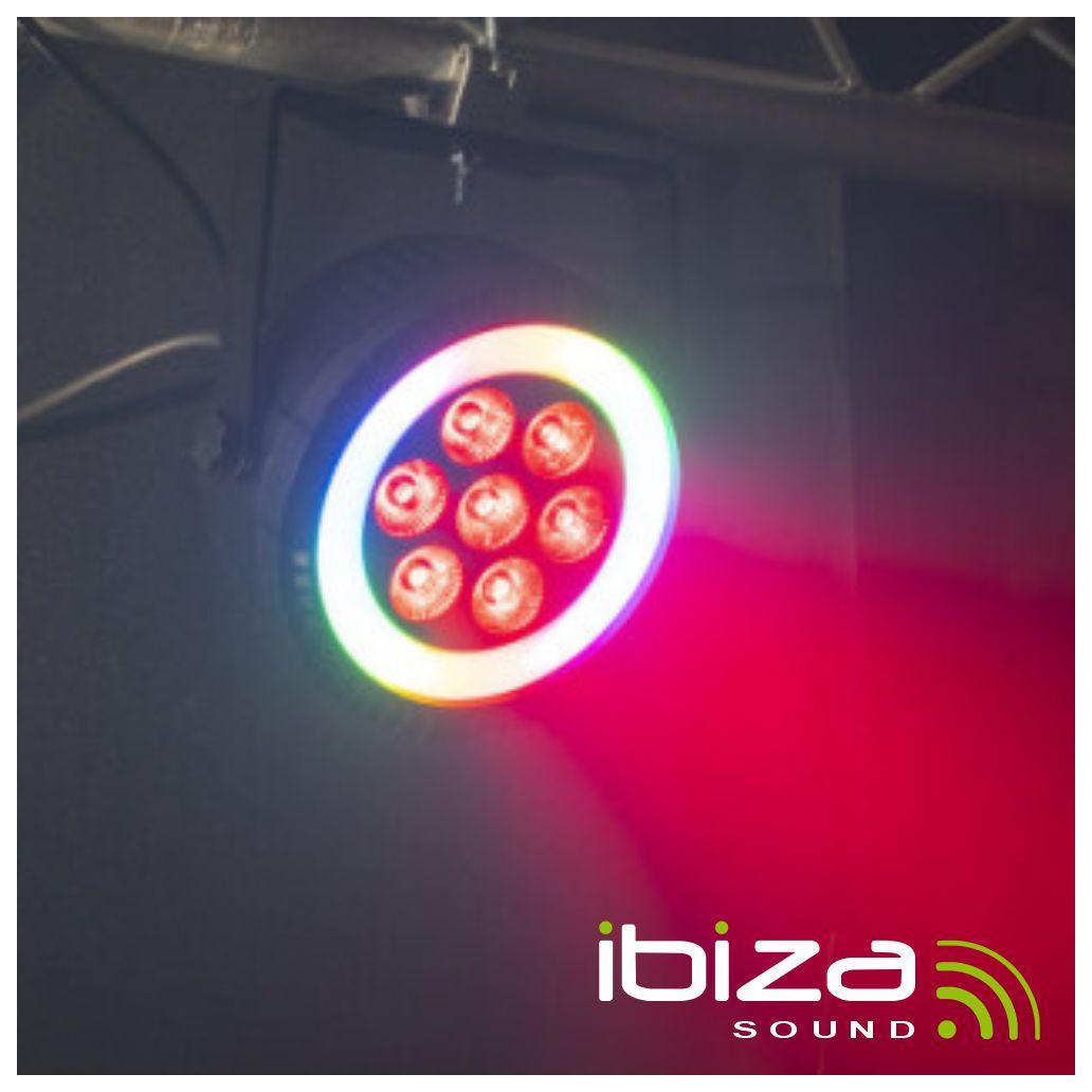 Projetor Par C/ 7 LEDS 6W RGBW 1 Anel LED DMX IBIZA
