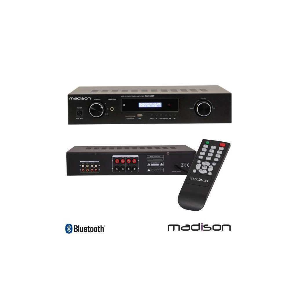 Amplificador Stereo Hifi 2x180w 3 Entradas Usb/Bt/Fm Madison