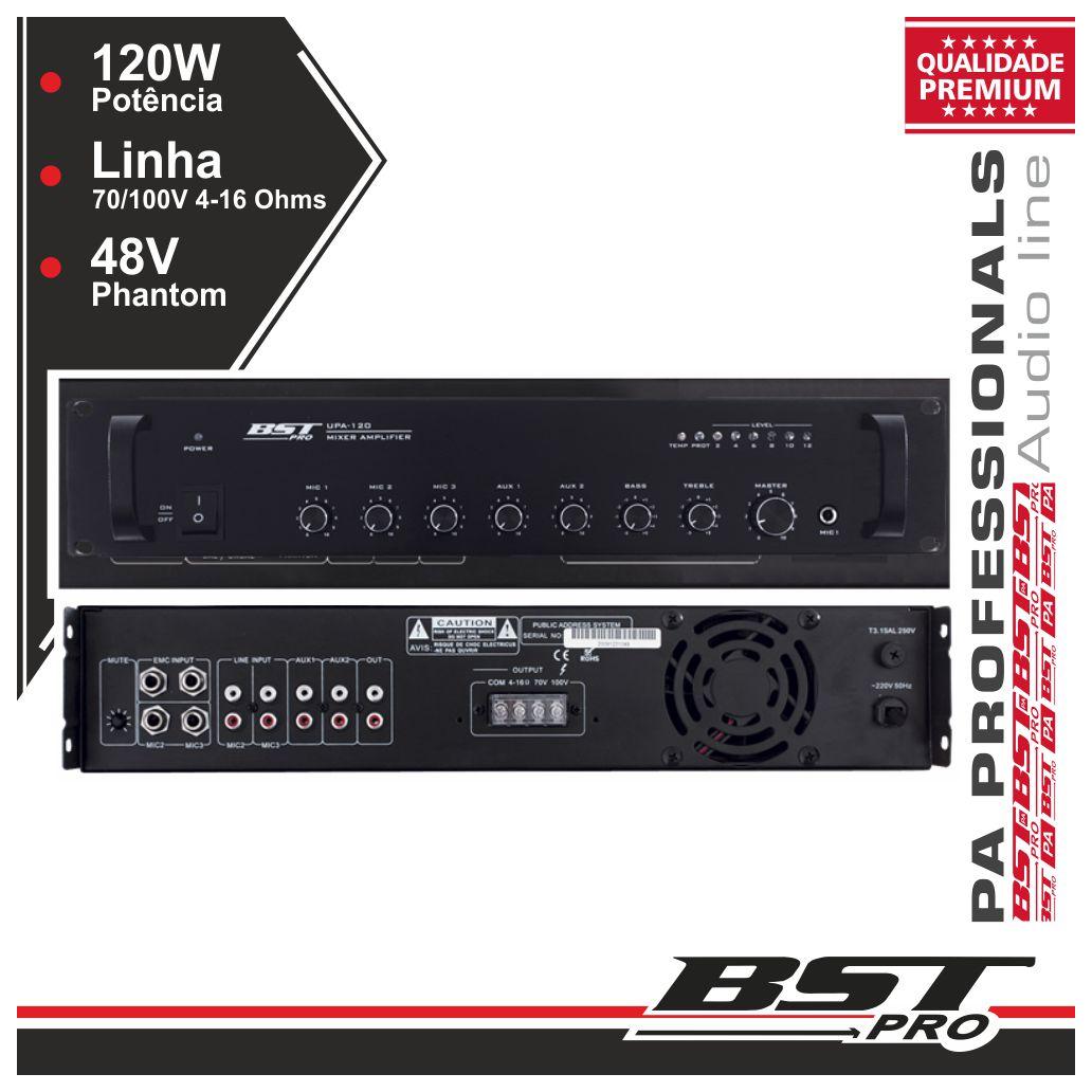 Amplificador Pa Phantom 120w 10 Entradas Bstpro