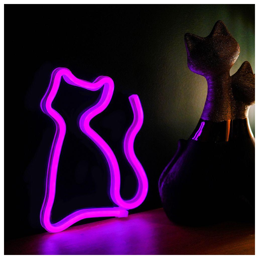 Luz LED Neon Em Forma de Gato