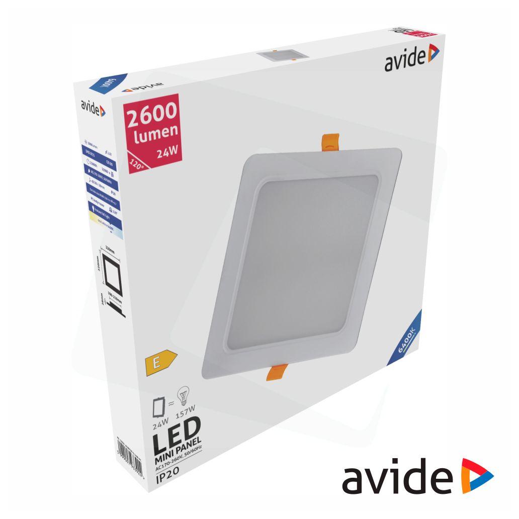 Painel LEDS Quadrado 24W 220mm 6400K 2600lm AVIDE