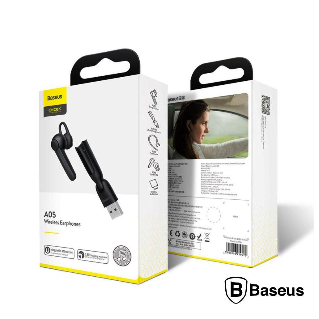 Auricular Bluetooth V5.0 C/ Microfone Preto BASEUS