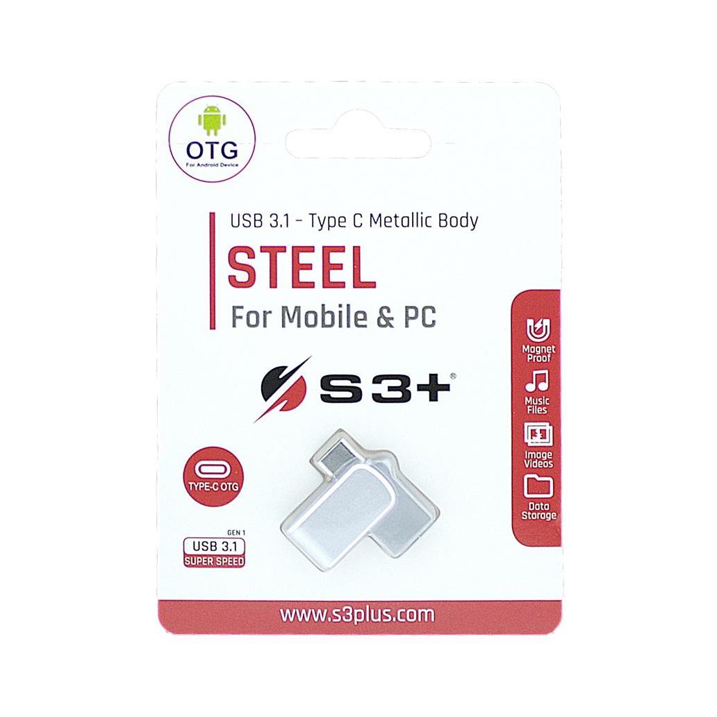 Pen USB Memory S3+ 3.1 OTG 128GB STEEL SilverP
