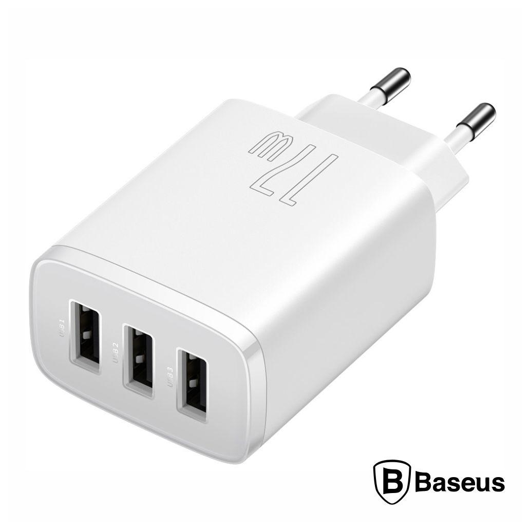 Alimentador Comutado 3 USB-A 17W Branco BASEUS