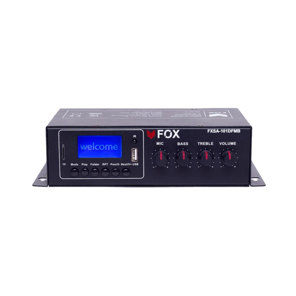Mini Amplificador Stéreo Fox 2x50W Rms 4Ohm BT/MP3/USD/SD/FM