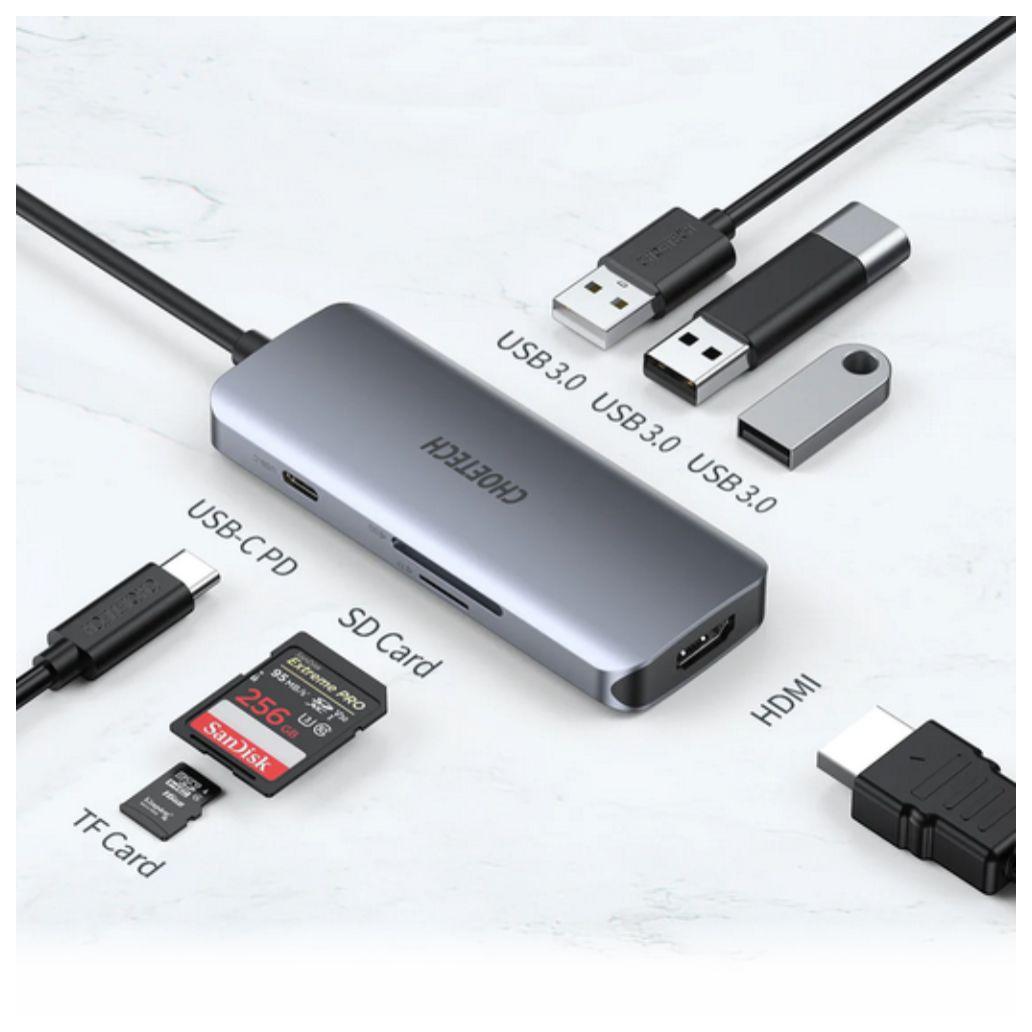 Hub USB-C P/ USB-C+HDMI+SD/MicroSD+3USB