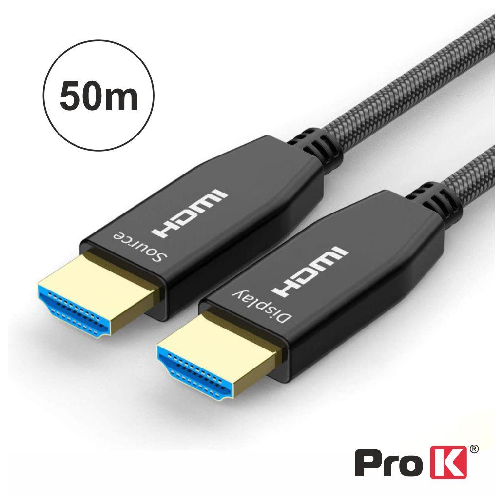 Cabo HDMI Fibra Óptica Dourado Macho / Macho 2.0 4K 50m