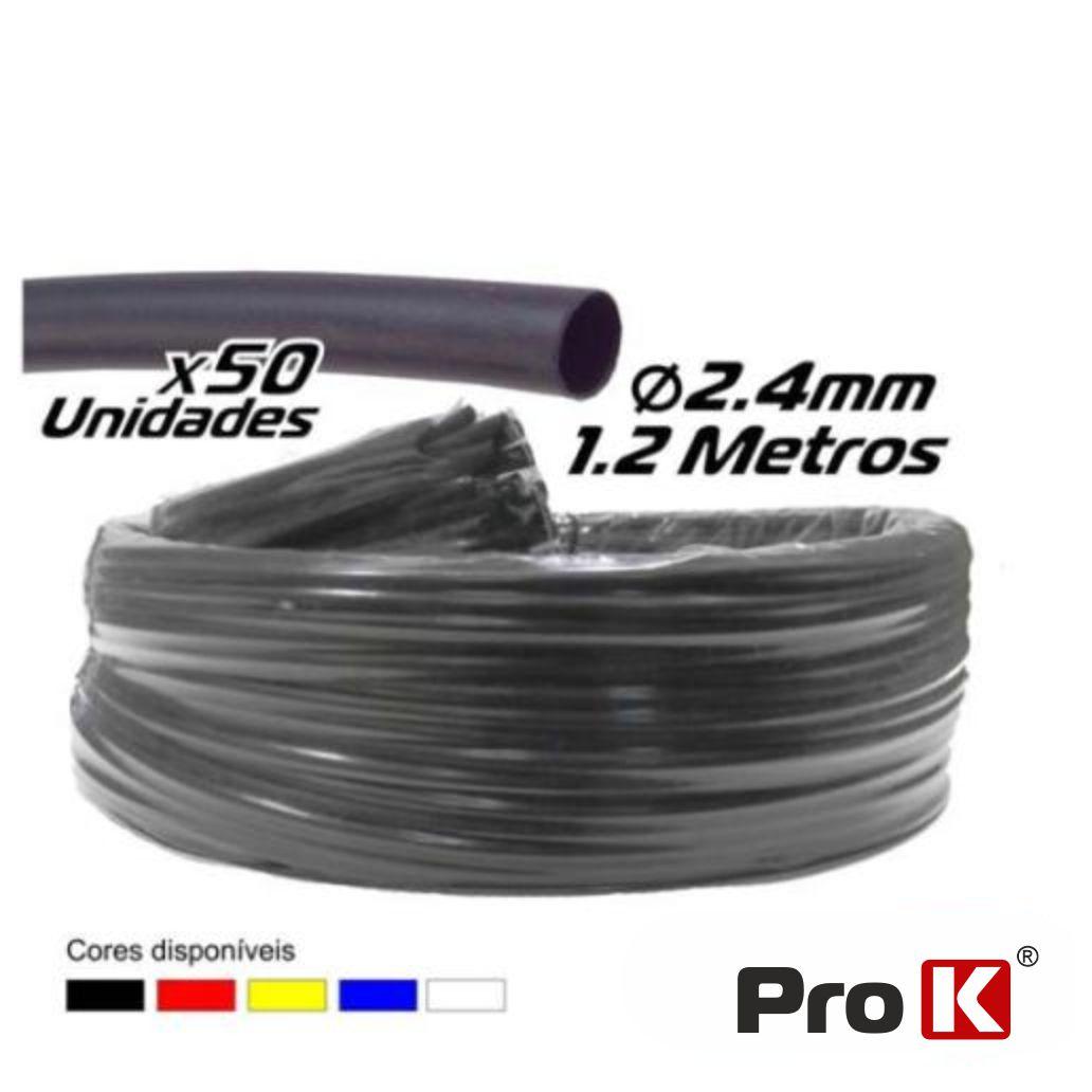 Tubo Manga Termoretráctil 2.4mm 1.2m 50x Preto Prok