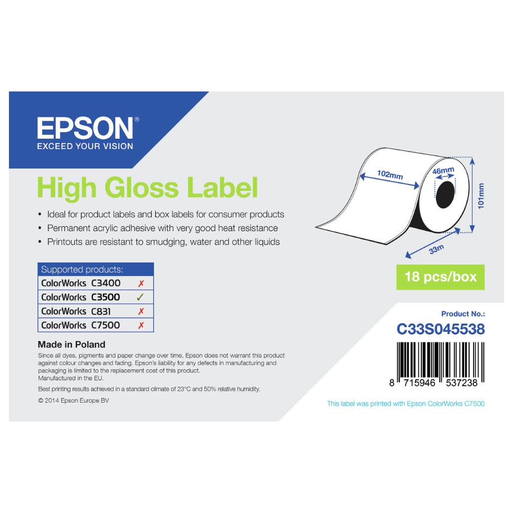 Etiquetas Epson Tm-C3500High Gloss Label Continuous Rol