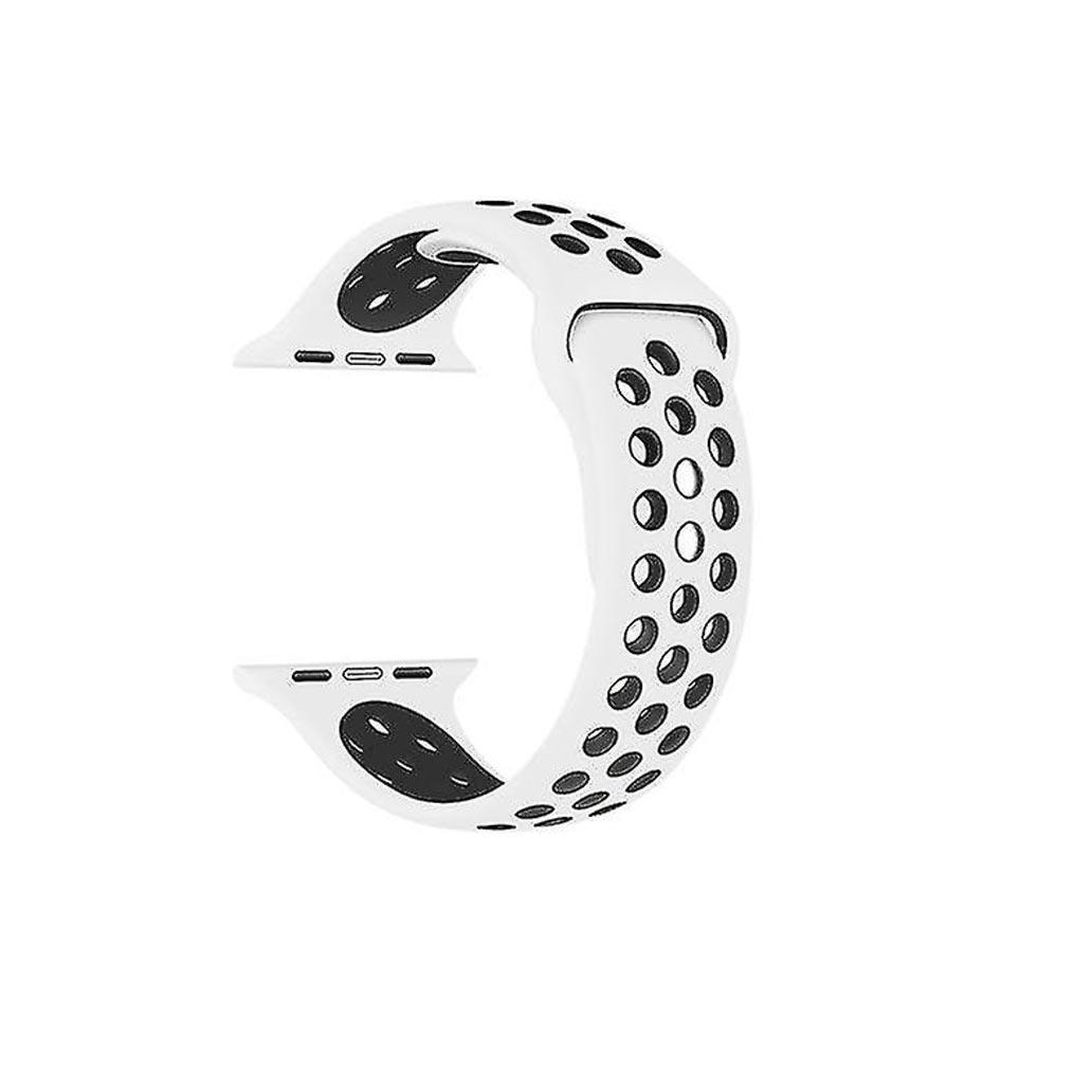 Bracelete Silicone P/ Apple Watch 42/44/45mm Branco/Preto