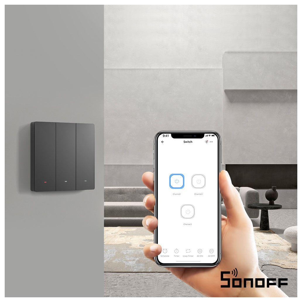 Interruptor Parede Triplo Encastrar WiFi+RF 3 Gang SONOFF