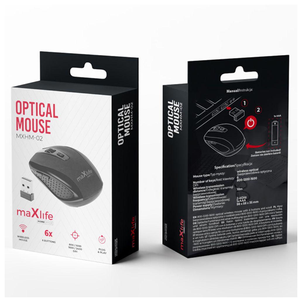 Rato Óptico S/ Fios 800/1000/1600/2400DPI USB Preto