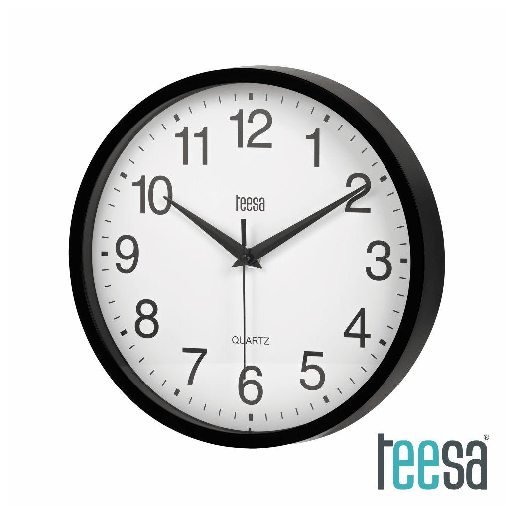 Relógio de Parede Redondo Preto Ø25cm TEESA