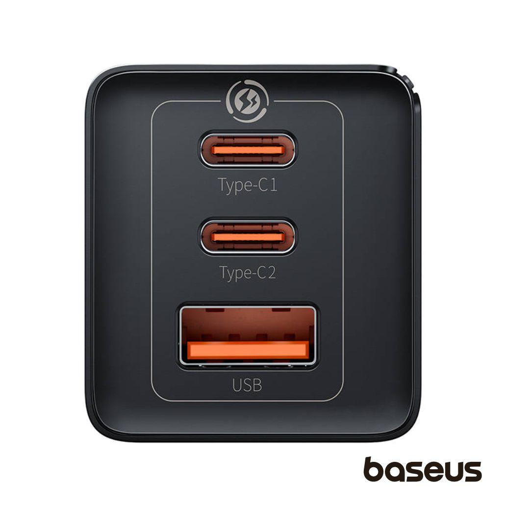 Alimentador Comutado 2 USB-C PD / 1 USB-A 65W GaN BASEUS