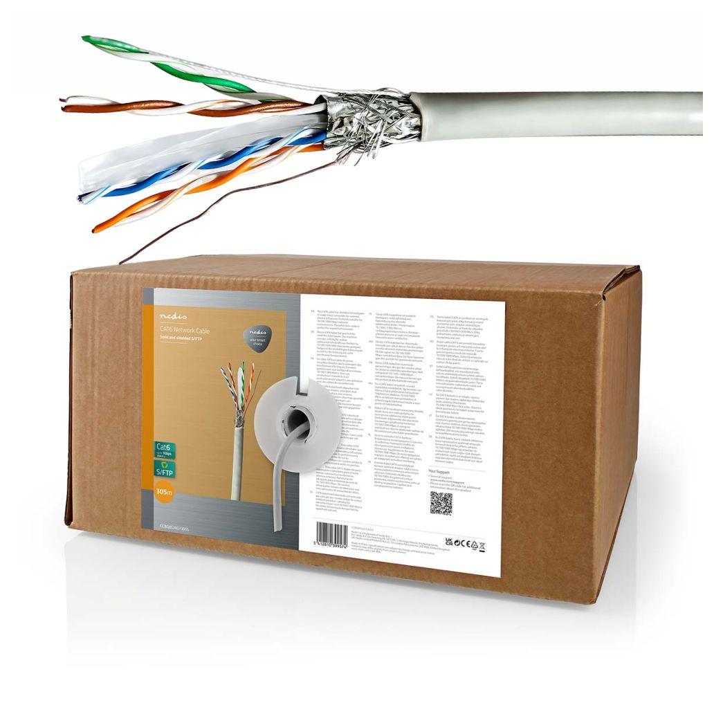 Cabo S/FTP CAT6 AWG27 Flexível P/ Interior 305m Cinzento