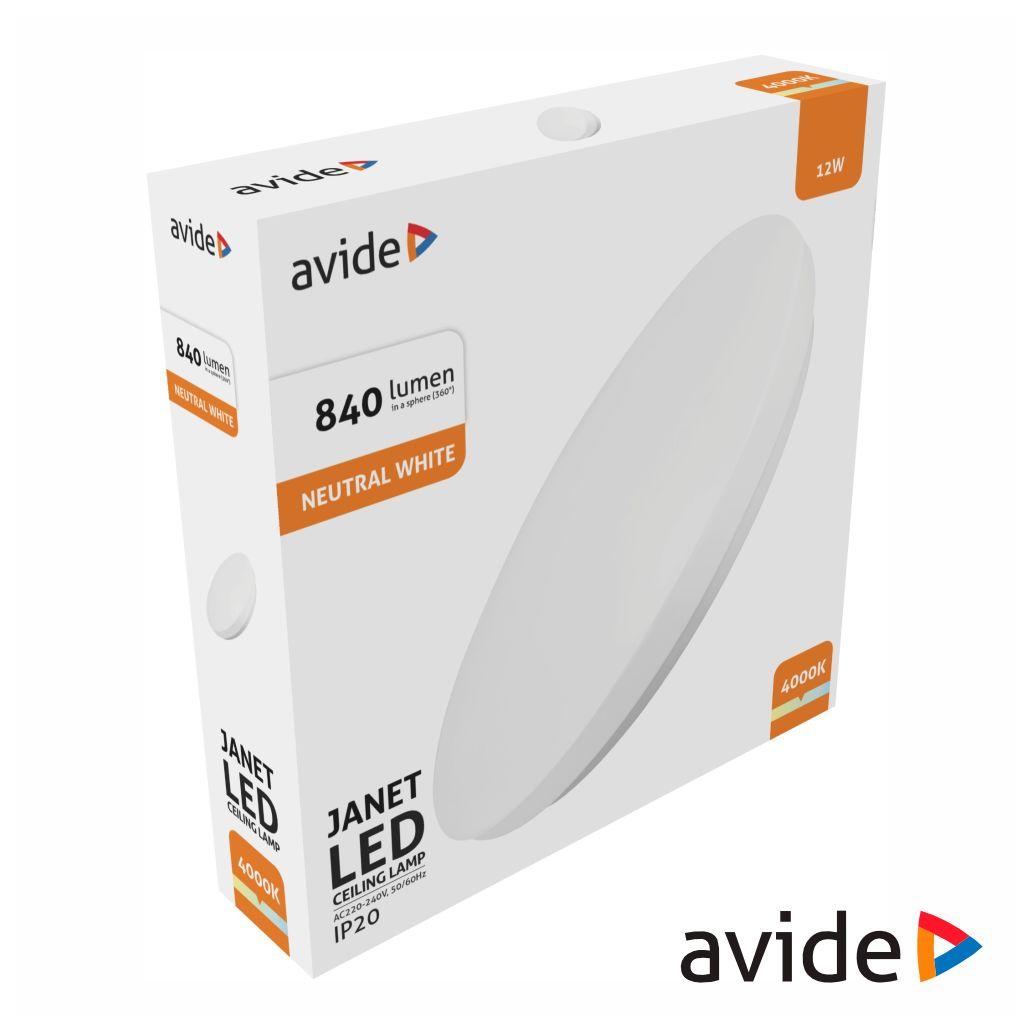 Aplique LED Redondo 12W 260mm 4000K 840lm IP20 AVIDE