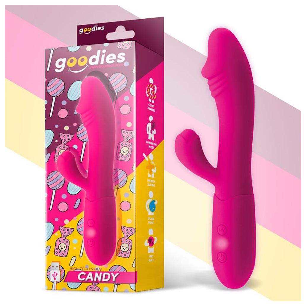 Vibrador Goodies Candy C/ Conejito Punto G USB Silicone Rosa