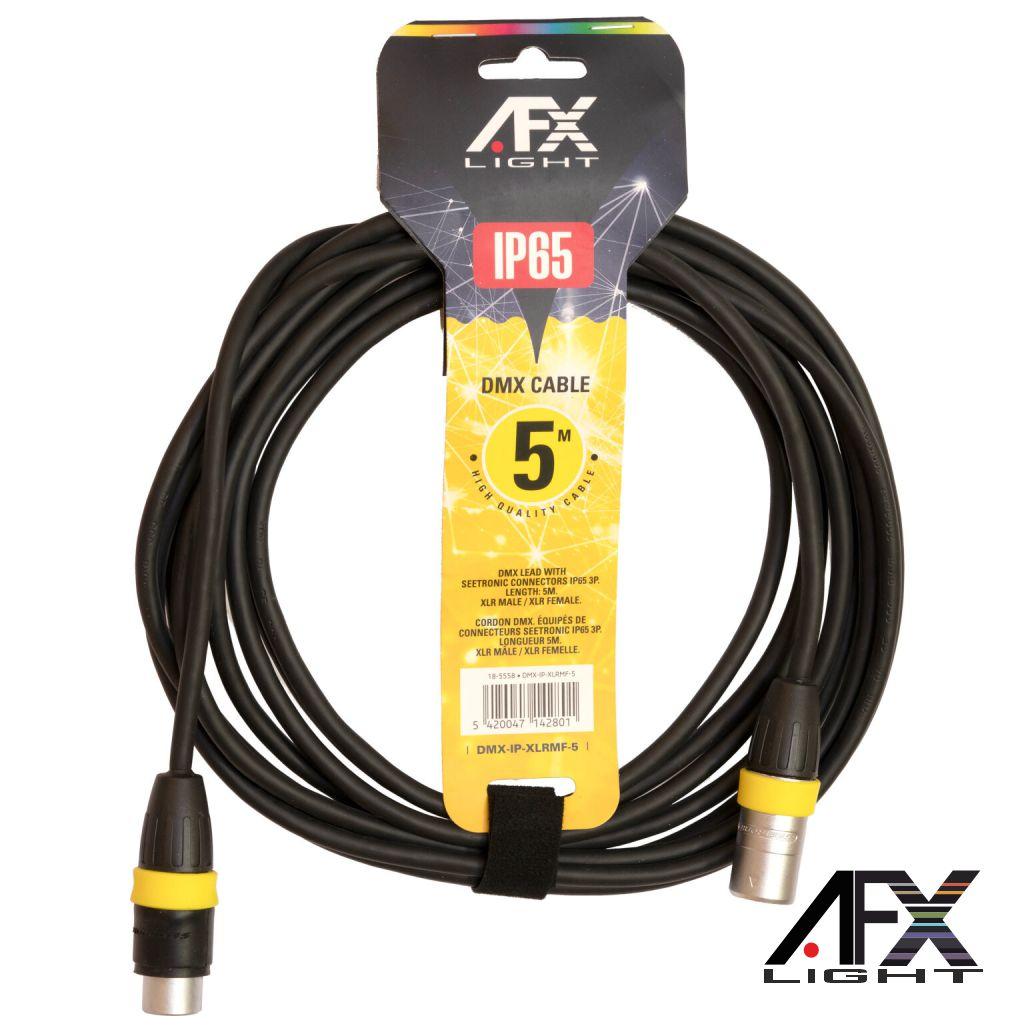 Cabo DMX XLR 3p Macho / XLR 3p Fêmea IP65 5m AFXLIGHT