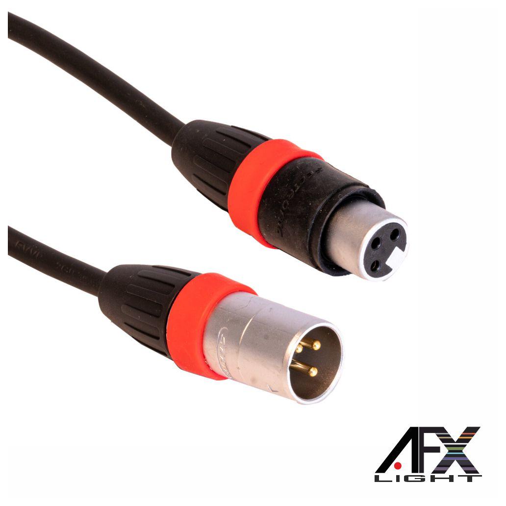 Cabo DMX XLR 3p Macho / XLR 3p Fêmea IP65 10m AFXLIGHT