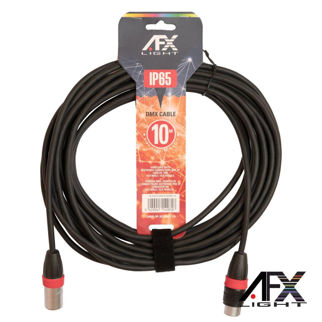 Cabo DMX XLR 3p Macho / XLR 3p Fêmea IP65 10m AFXLIGHT