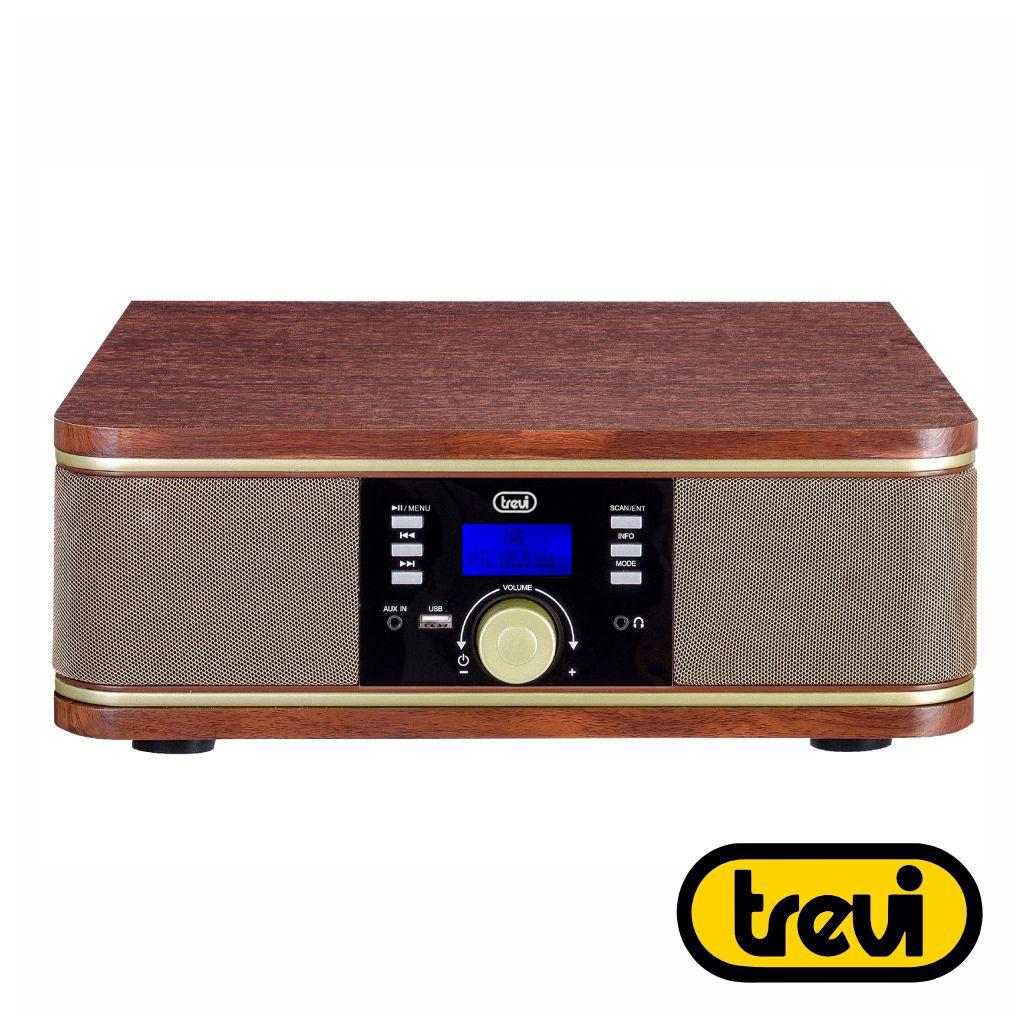 Gira-Discos 33/45/78RPM Vintage BT/AUX/USB Madeira TREVI