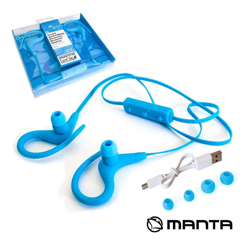 Auscultadores Bluetooth Stereo Mic Bat Azul Premium Manta