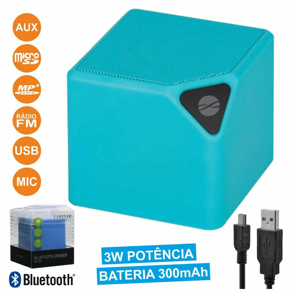 Coluna Bluetooth Portátil 3w Usb/Sd/Aux/Fm/Bat Azul