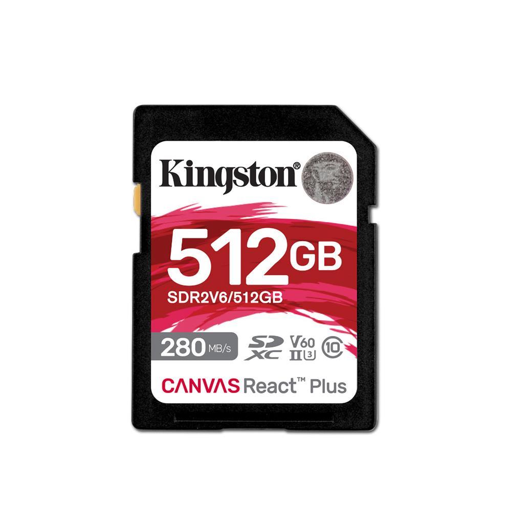 Cartão SD Kingston Canvas React Plus V6 512GB SDXC UHS-II U3