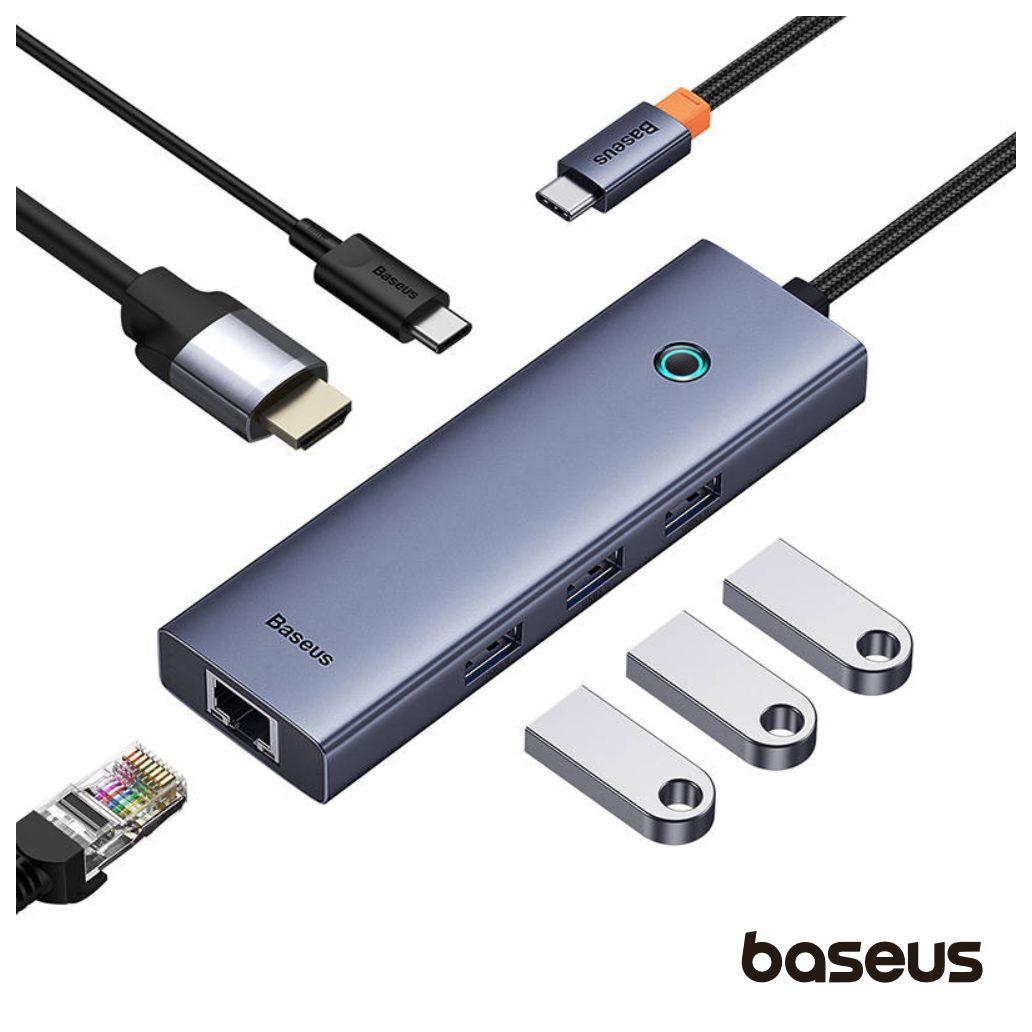 Hub USB-C P/ 3x USB-A / HDMI / USB-C PD e RJ45 UltraJoy