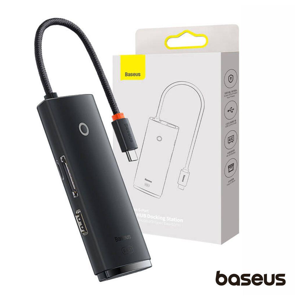Hub 6 em 1 USB-C P/ USB-C/HDMI/2USB/SD BASEUS