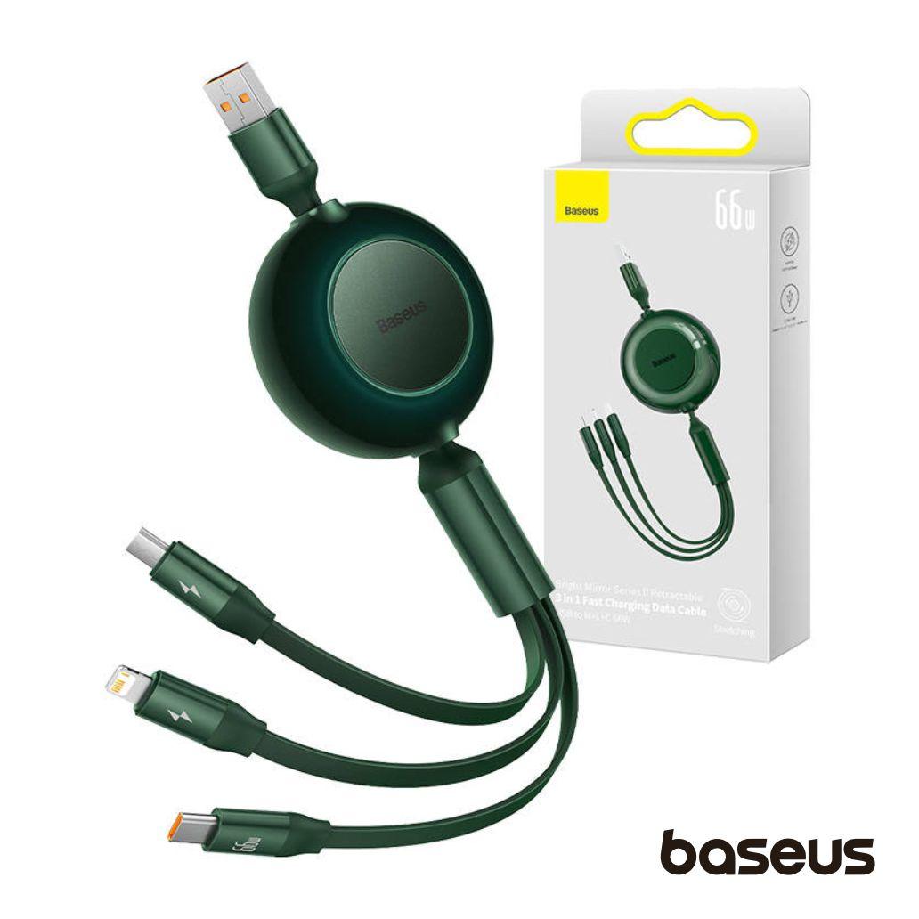 Cabo USB-A Macho p/ Lightning/USB-C PD/MicroUSB 66W BASEUS
