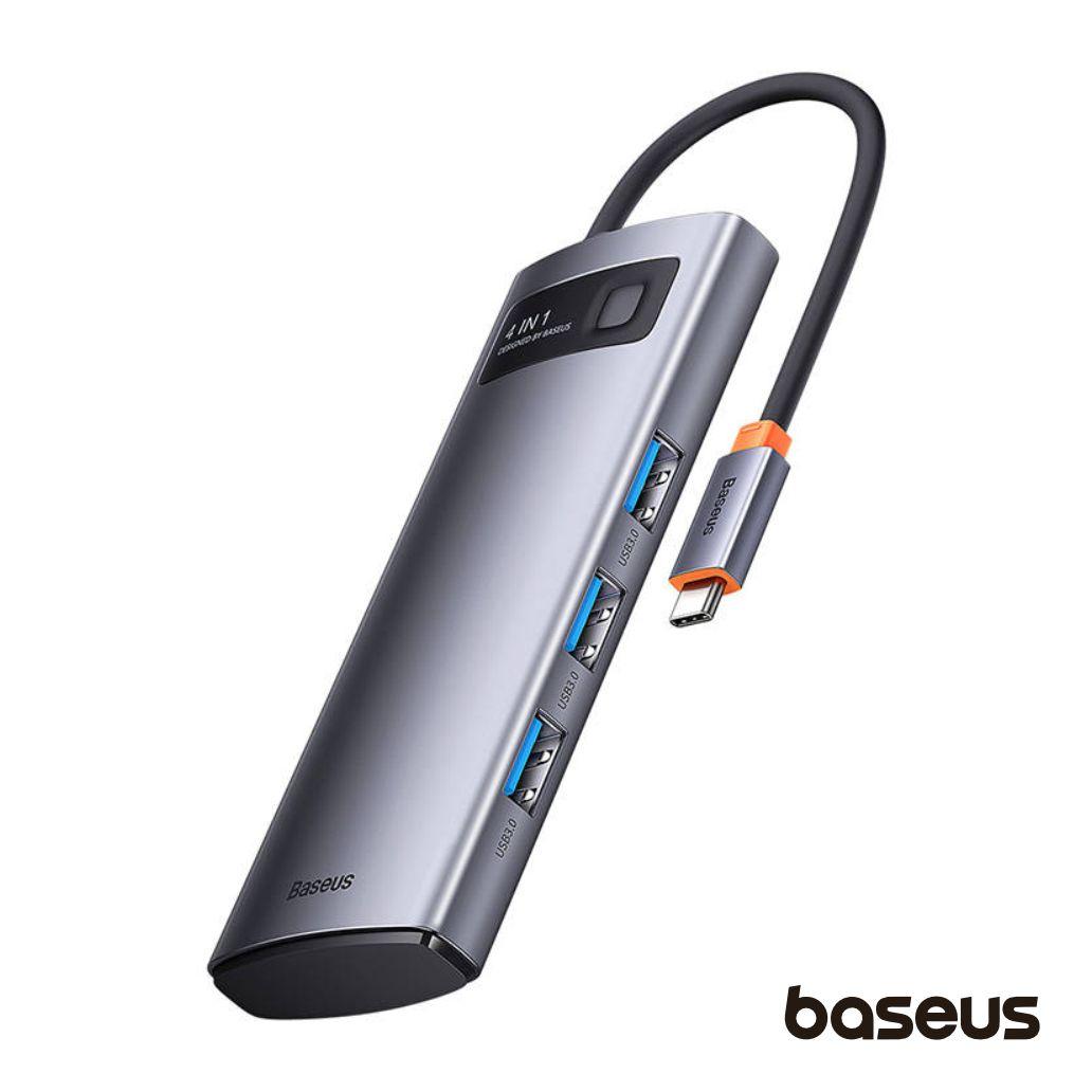 Hub 4 em 1 USB-C P/ USB-C e 4x USB-A 3.0 Metal Gleam BASEUS