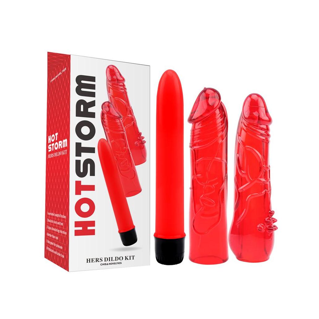 Kit vibrador e dildo hers kit vibrador vermelho