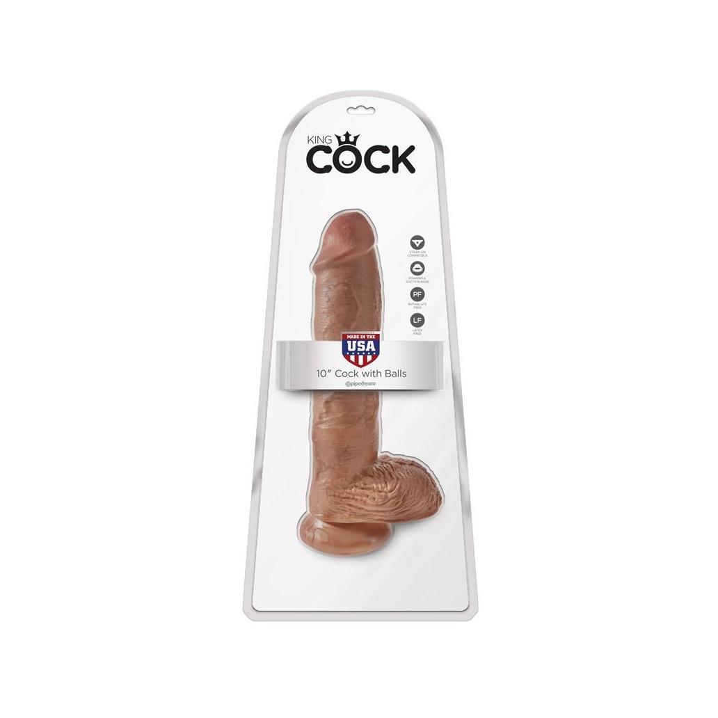 King cock 10 pénis com testículos - bronzeado