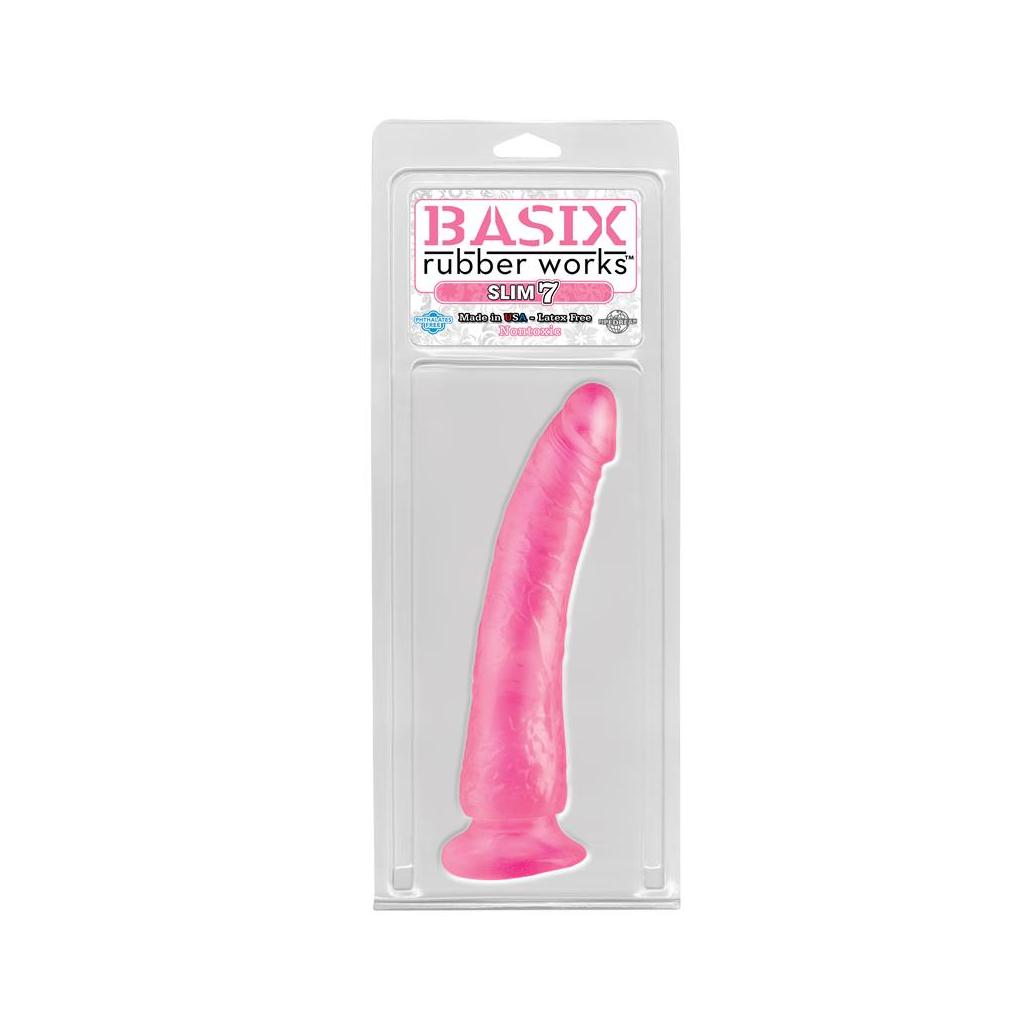 Basix rubber works slim 17,78 cm com ventosa - cor rosa