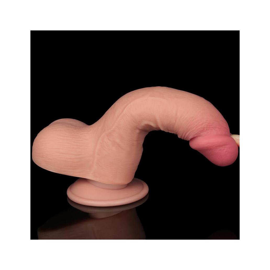 Dildo de couro deslizante de camada dupla 7,5