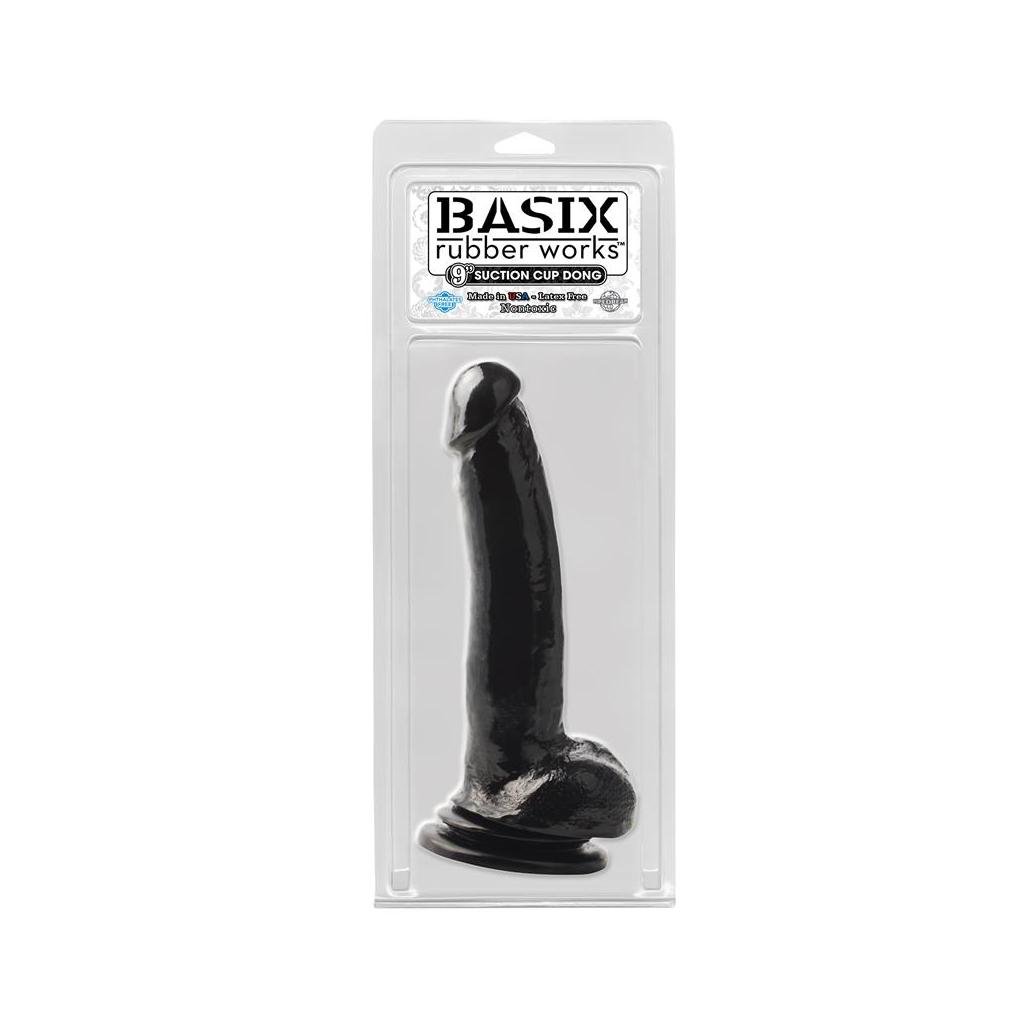 Basix rubber works 22,9 cm pénis e testículos com ventosa -