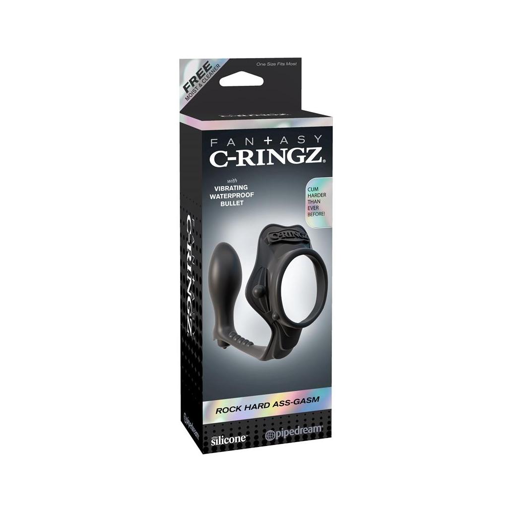 Anel c-ringz fantasy com plug anal pesado cor preta