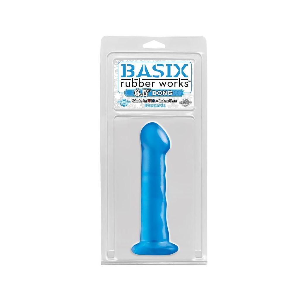 Pénis basix rubber works 16,51 cm com ventosa - cor azul